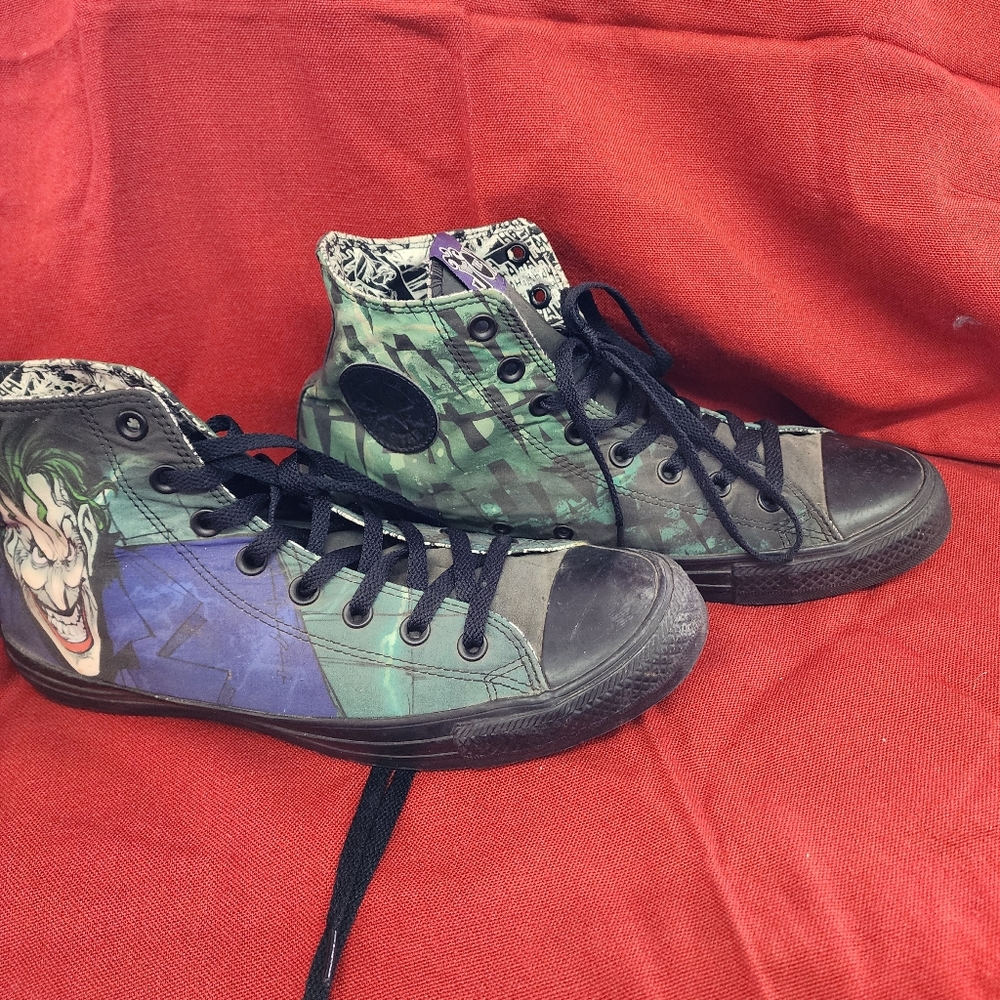 Converse High Top Sneakers Green Black Joker Graphic - Picture 12 of 16